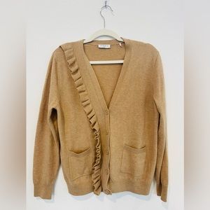 Sandro Ruffled Wool and Cashmere Cardigan S